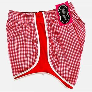 NWT! NEW! LAUREN JAMES SHORTIES RED GINGHAM PREPPY RUNNING SHORTS WOMENS SIZE XS